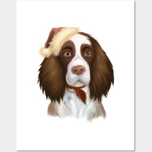 Cute English Springer Spaniel Drawing Posters and Art